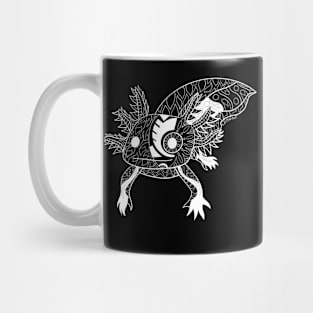 black axolotl ajolote in smiley kawaii face ecopop pattern art Mug